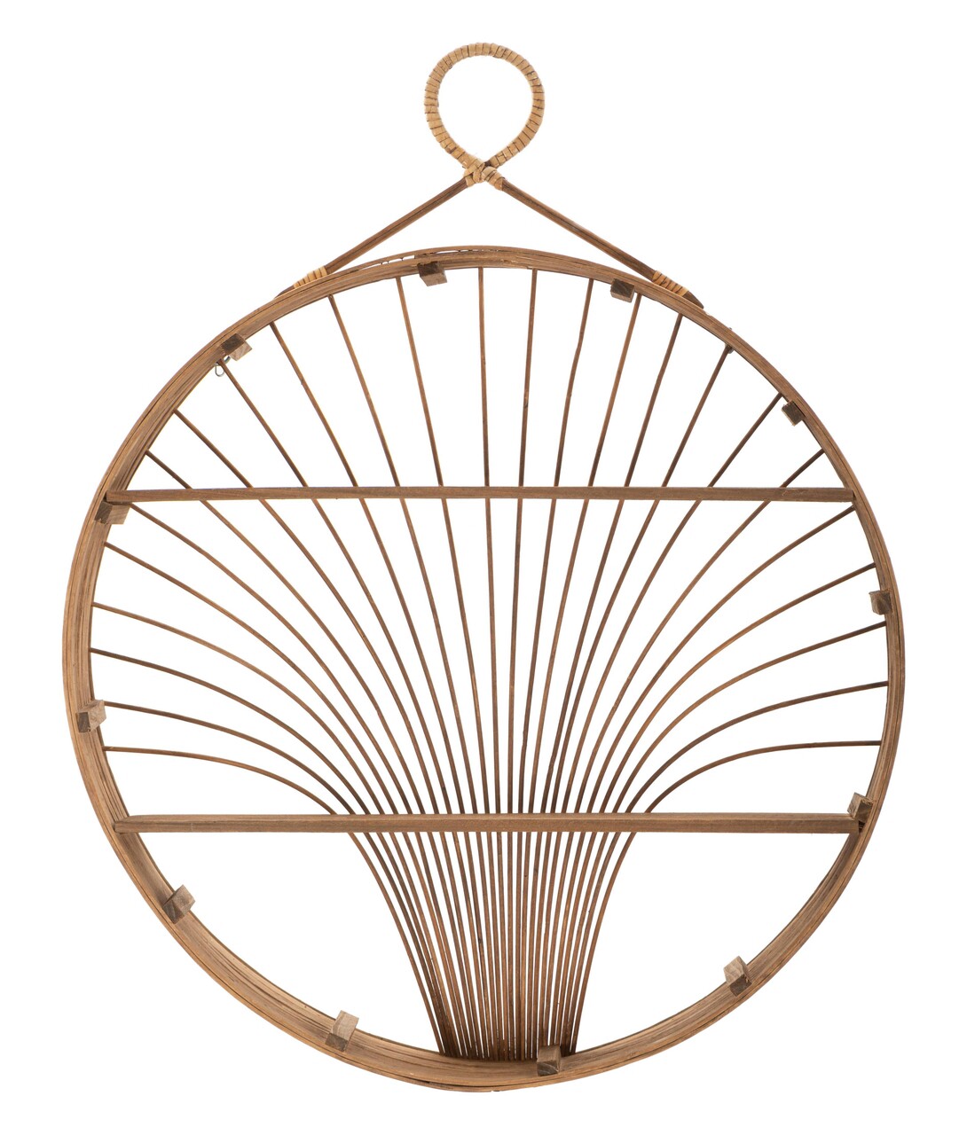 Raft de perete Fuji, Mauro Ferretti, 60.5 x 10.5 x 76 cm, fier/ratan, maro - imagine 7